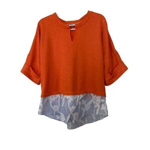 Democracy Multicolor Seersucker Layered Top Medium 3/4 Sleeve​